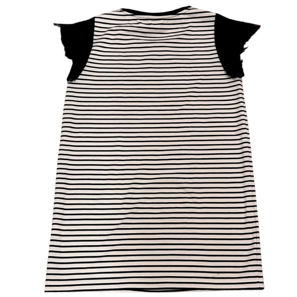 Adrienne Vittadini Striped Shift Dress with Lace Sleeves